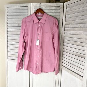 NWT Calvin Klein Button-Down Shirt | Size L | Soft Pink | 100% Cotton | NEW